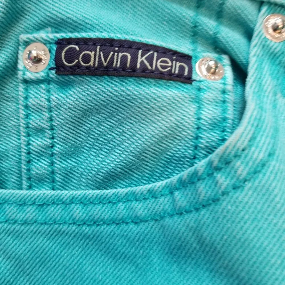 Calvin Klein Womens Sz 26 Teal Straight Leg Jeans Retro Festival‎ Coastal NWT